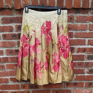 Jones New York Tan Midi A-Line Skirt
